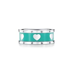 Return To Tiffany Love Heart Ring In Sterling Silver With Enamel Finish Size 8